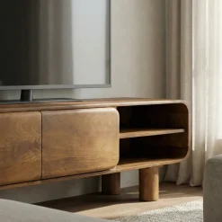 Drawer SIRA Meuble tv 2 portes en bois massif L140cm