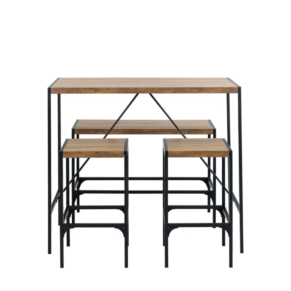 Drawer SKAL Ensemble table de bar pour 4 personnes en bois et métal H105cm