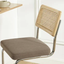 No name SKANA Lot de 2 chaises de bar en velours côtelé pieds chrome H66cm