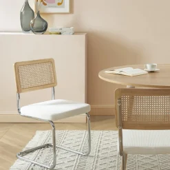 No name SKANA Lot de 2 chaises en velours côtelé pieds chrome