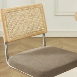 No name SKANA Lot de 2 chaises en velours côtelé pieds chrome