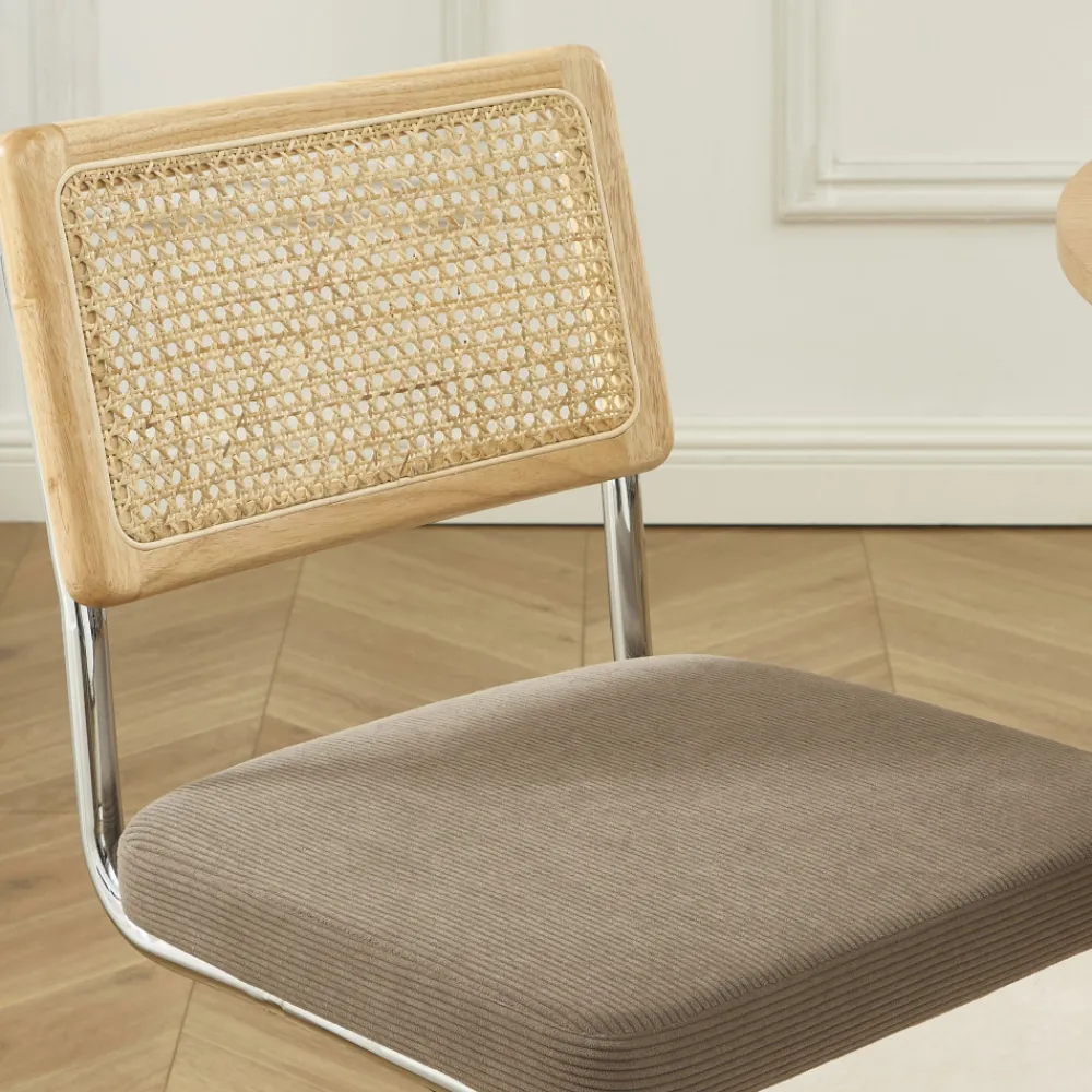 No name SKANA Lot de 2 chaises en velours côtelé pieds chrome