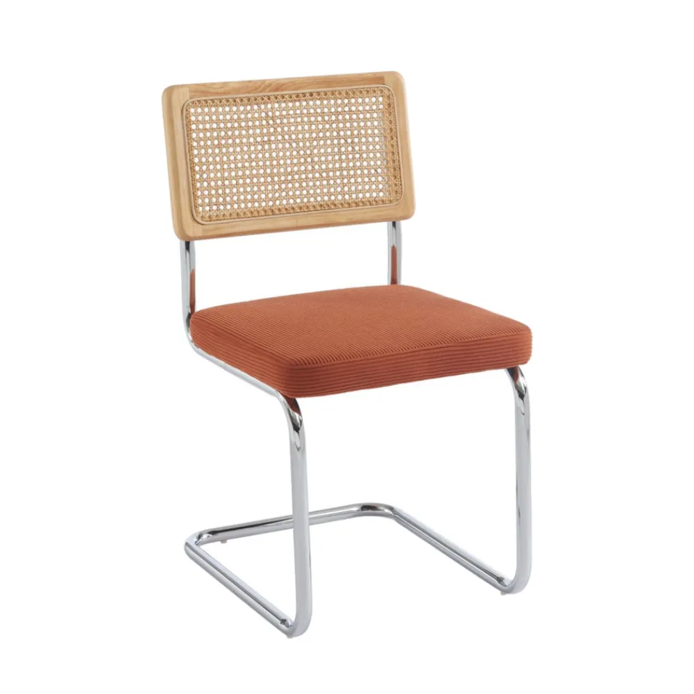 No name SKANA Lot de 2 chaises en velours côtelé pieds chrome