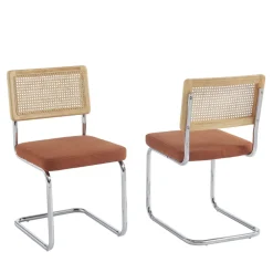 No name SKANA Lot de 2 chaises en velours côtelé pieds chrome