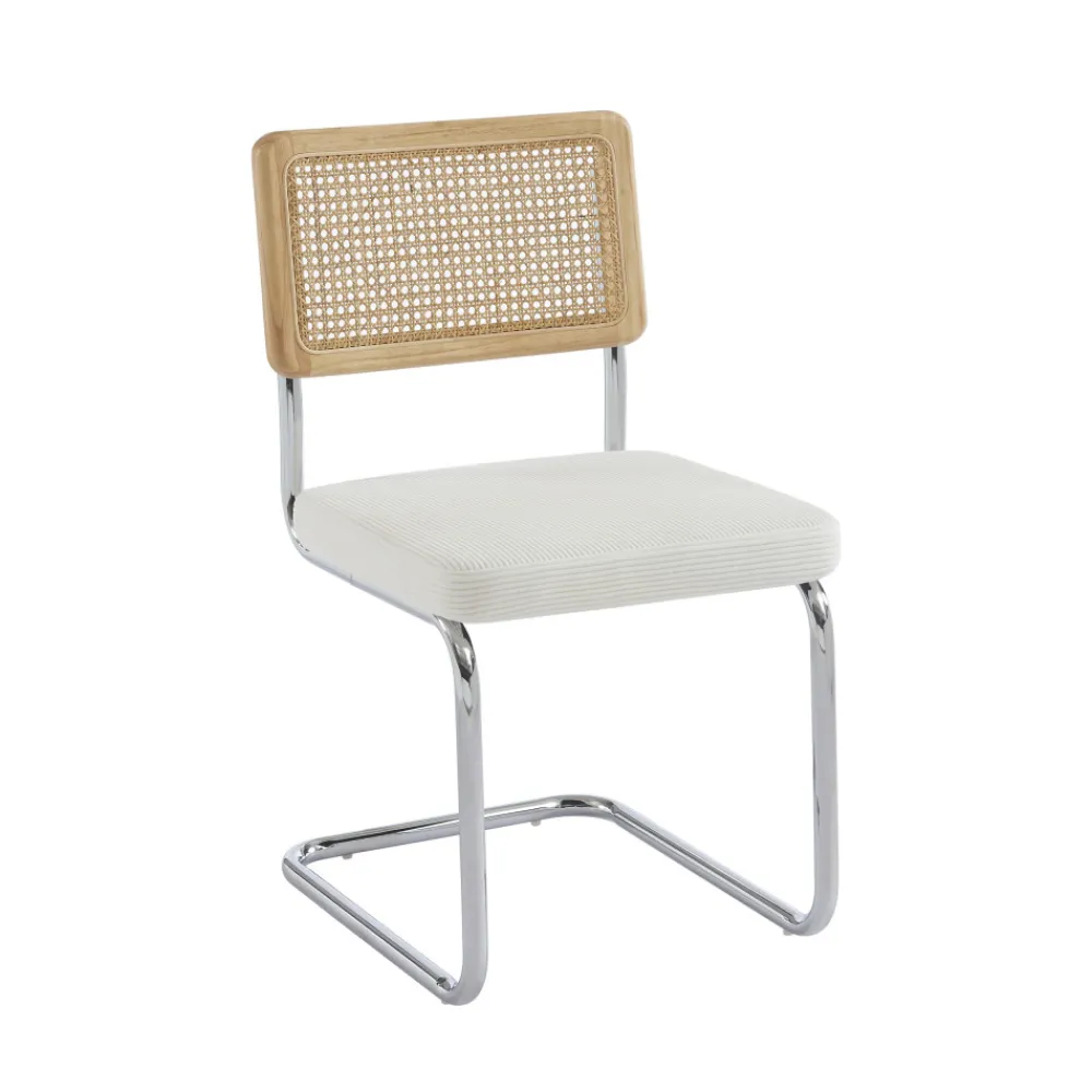 No name SKANA Lot de 2 chaises en velours côtelé pieds chrome