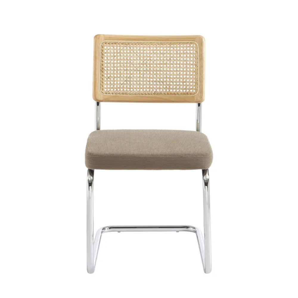 No name SKANA Lot de 2 chaises en velours côtelé pieds chrome