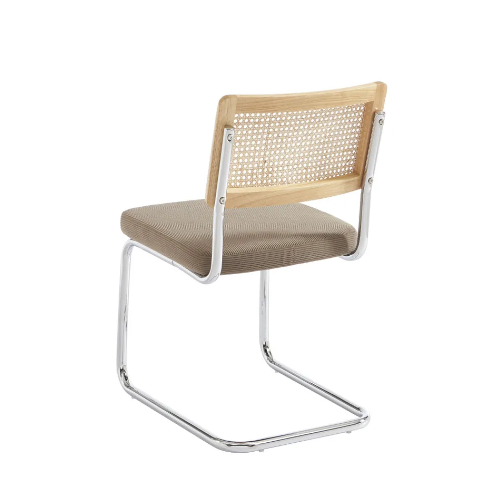 No name SKANA Lot de 2 chaises en velours côtelé pieds chrome