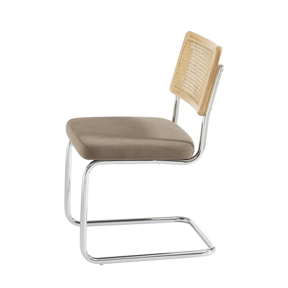 No name SKANA Lot de 2 chaises en velours côtelé pieds chrome
