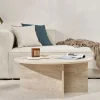 Drawer SOHO Table basse ronde en effet travertin ø90cm