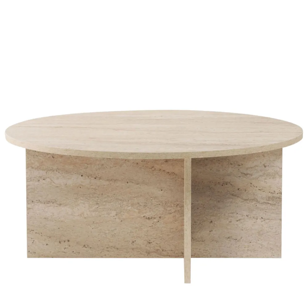 Drawer SOHO Table basse ronde en effet travertin ø90cm