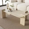 Drawer SOLENI Table basse effet travertin 120x60cm