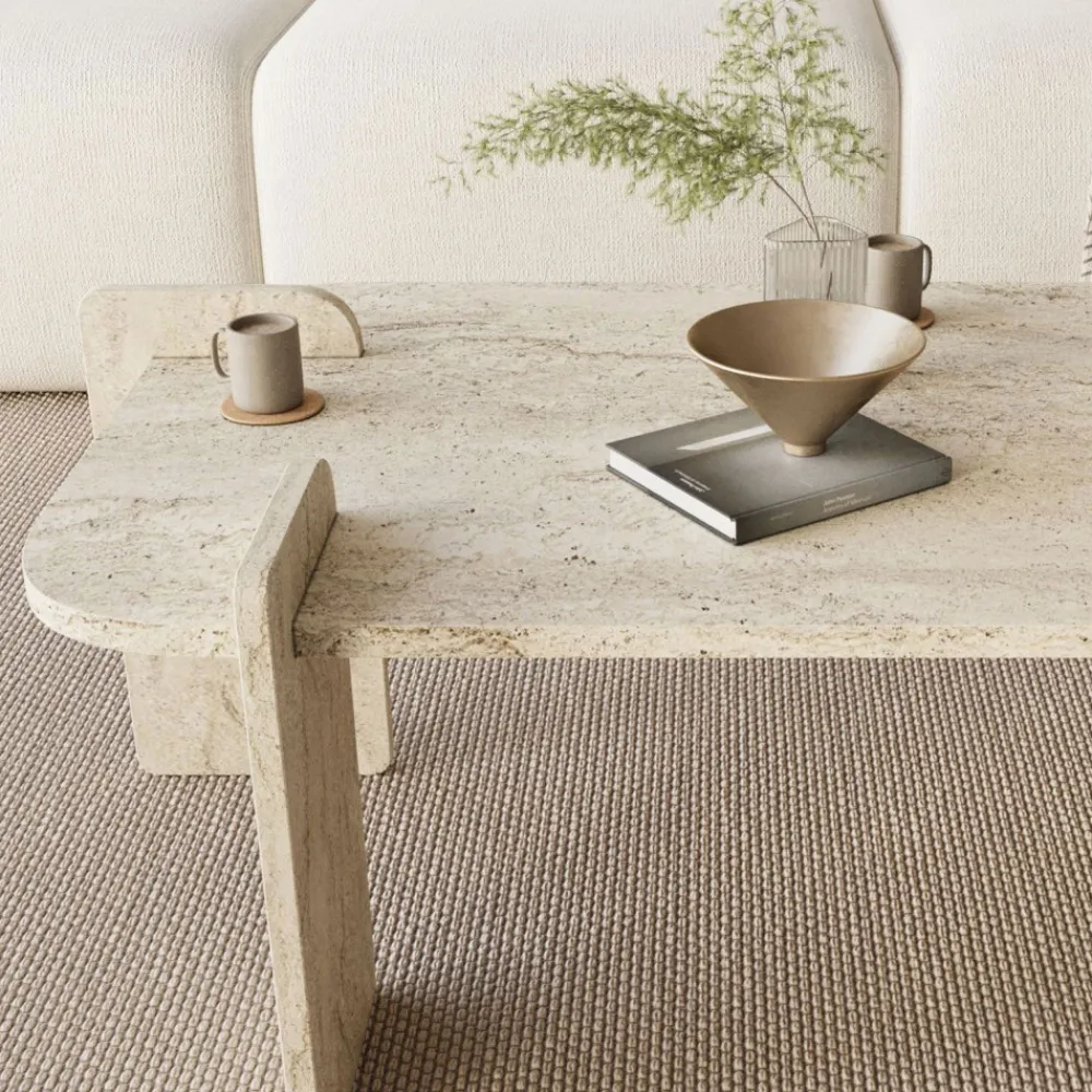 Drawer SOLENI Table basse effet travertin 120x60cm