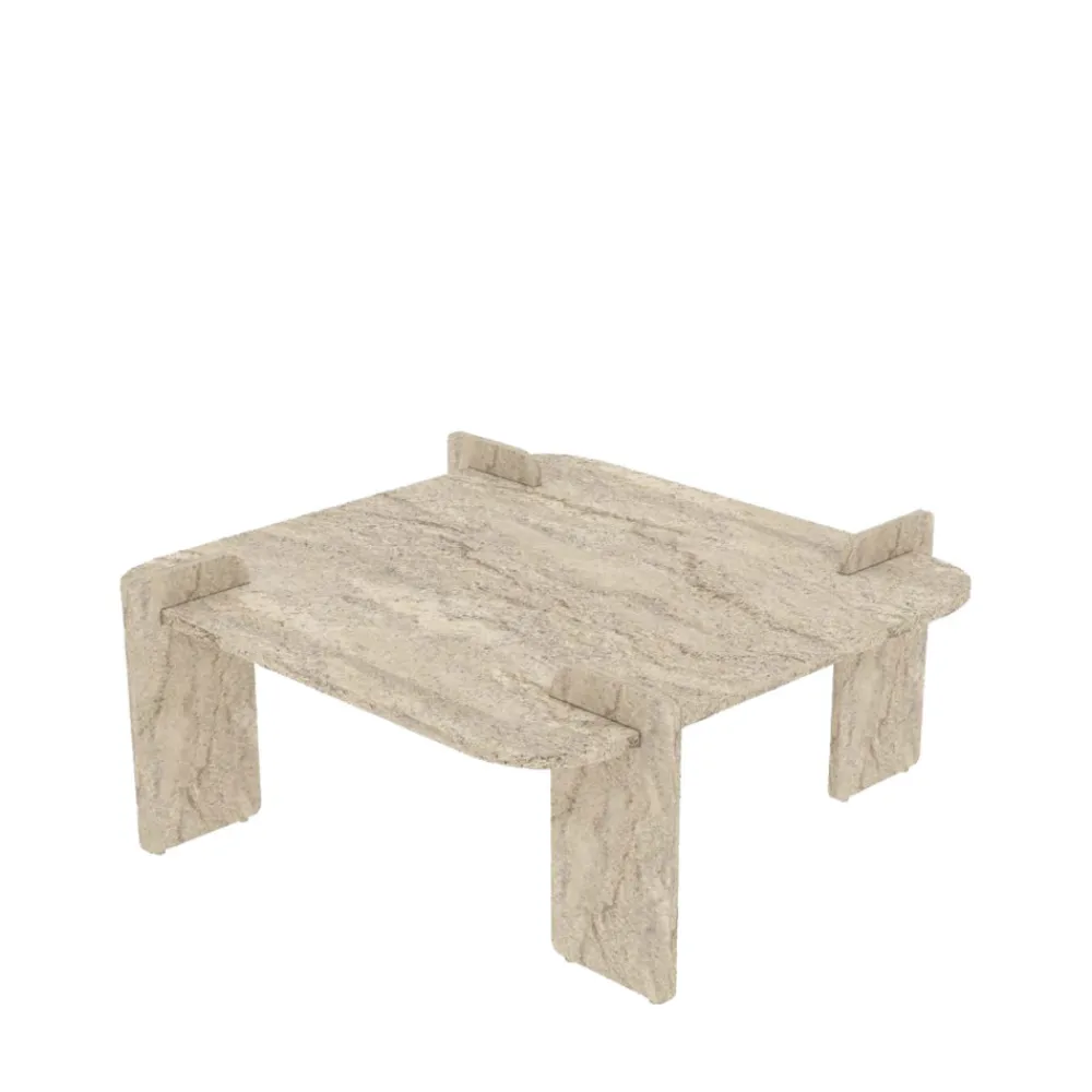 Drawer SOLENI Table basse effet travertin 90x90cm