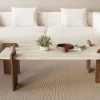 Drawer SOLENI Table basse en bois et effet travertin 120x60cm