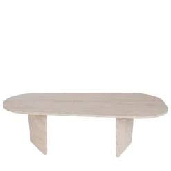 Drawer SOMA Table basse ovale effet travertin 130x65cm
