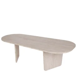 Drawer SOMA Table basse ovale effet travertin 130x65cm