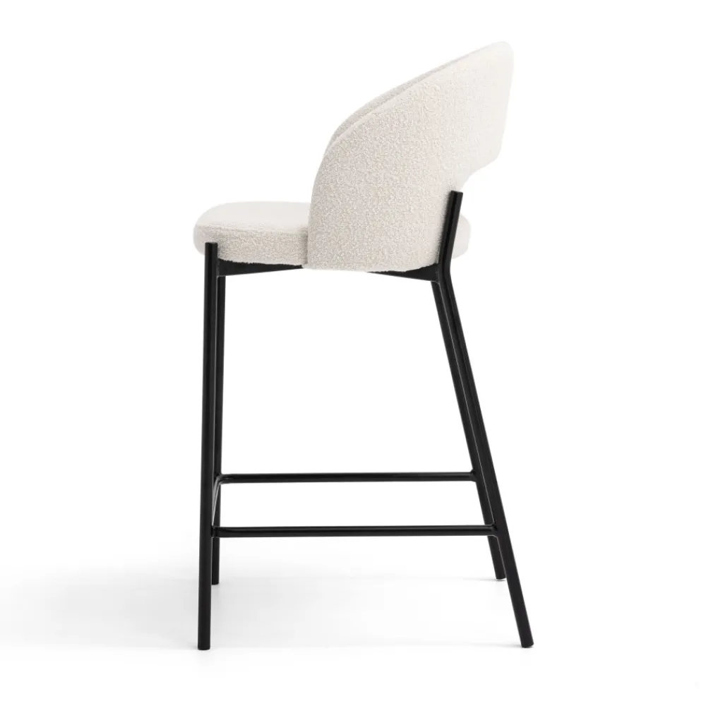 Drawer SOREN Lot de 2 chaises de bar en tissu bouclette et métal H65cm