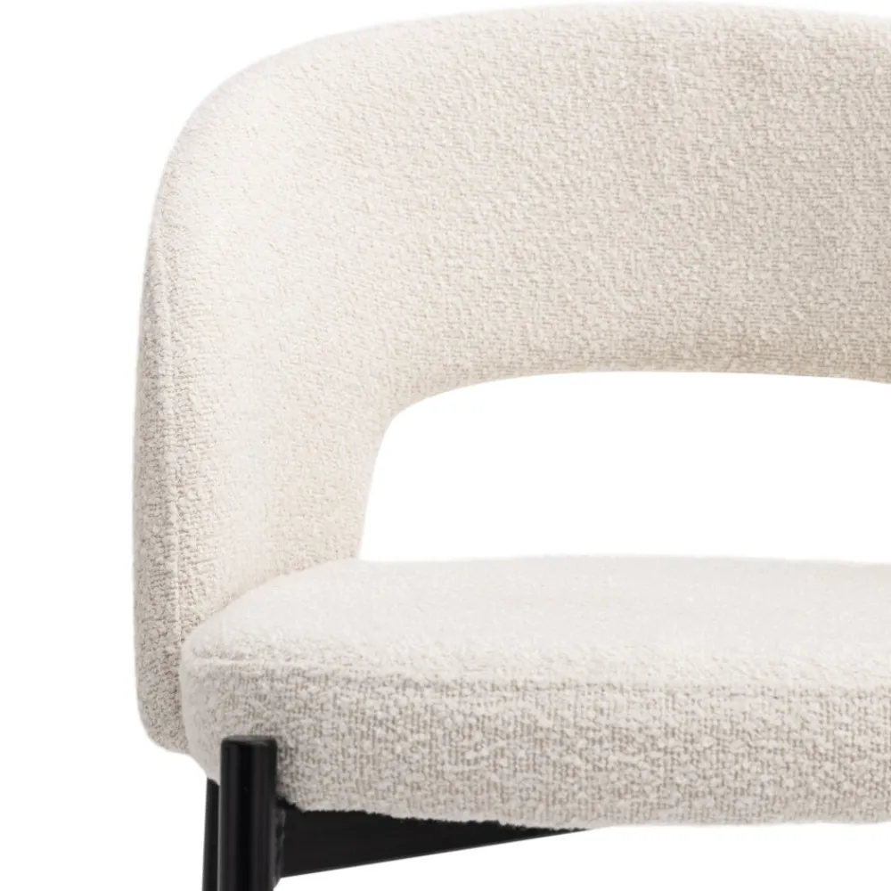 Drawer SOREN Lot de 2 chaises de bar en tissu bouclette et métal H65cm