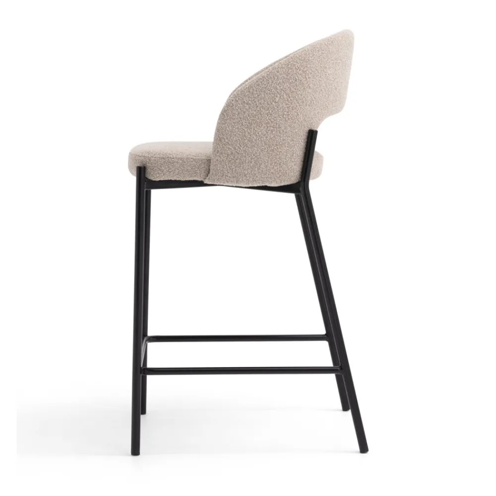 Drawer SOREN Lot de 2 chaises de bar en tissu bouclette et métal H65cm