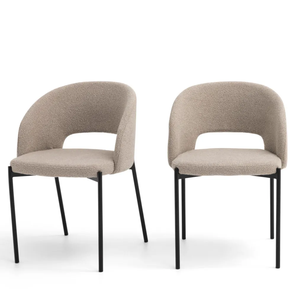 Drawer SOREN Lot de 2 chaises en tissu bouclette et métal