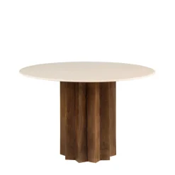Drawer SORONG Table à manger 4 personnes ronde en marbre et bois massif