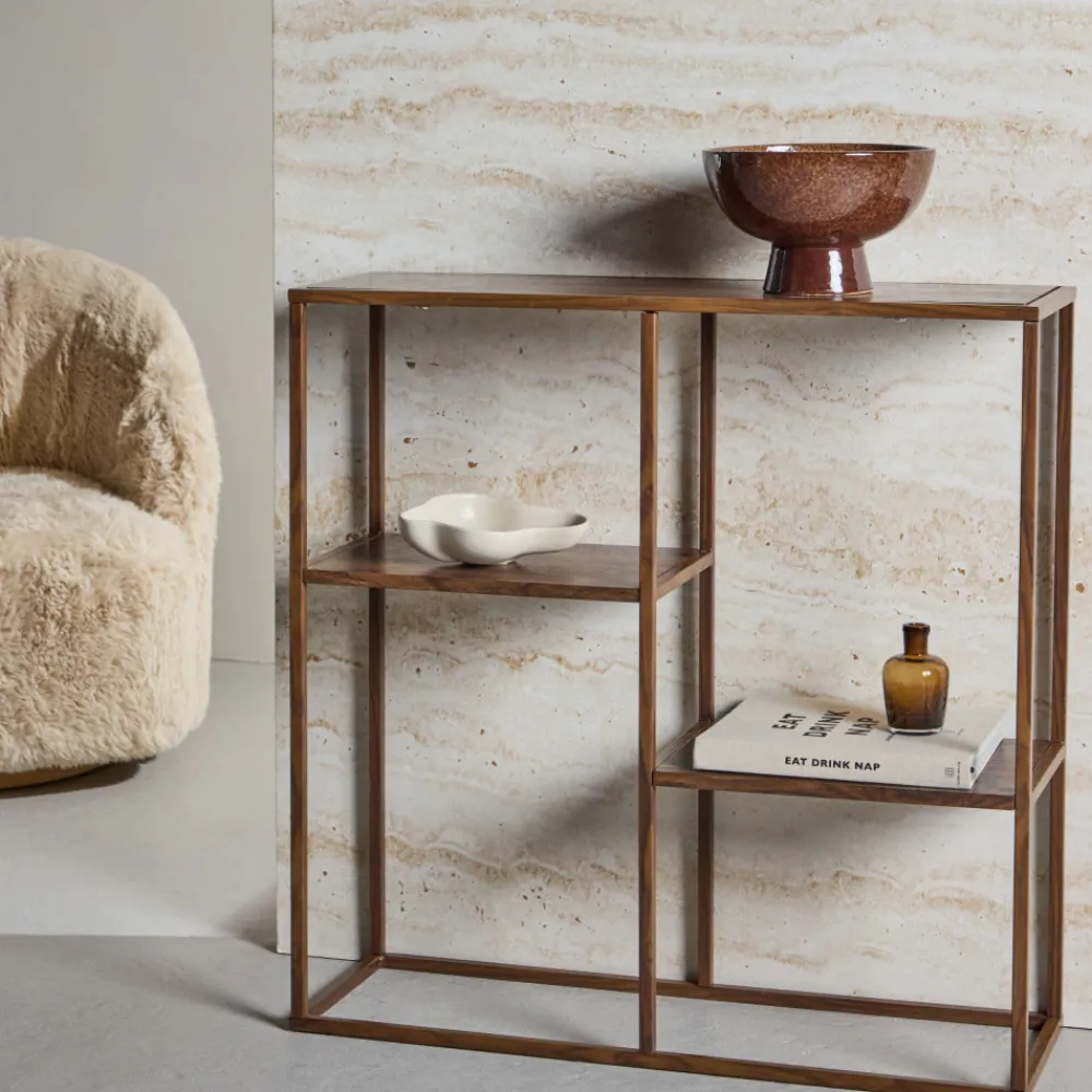 Venture Home STAAL Étagère en bois effet noyer et métal H81cm