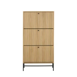 Drawer STORO Meuble à chaussures 3 portes en bois et métal L71,6cm