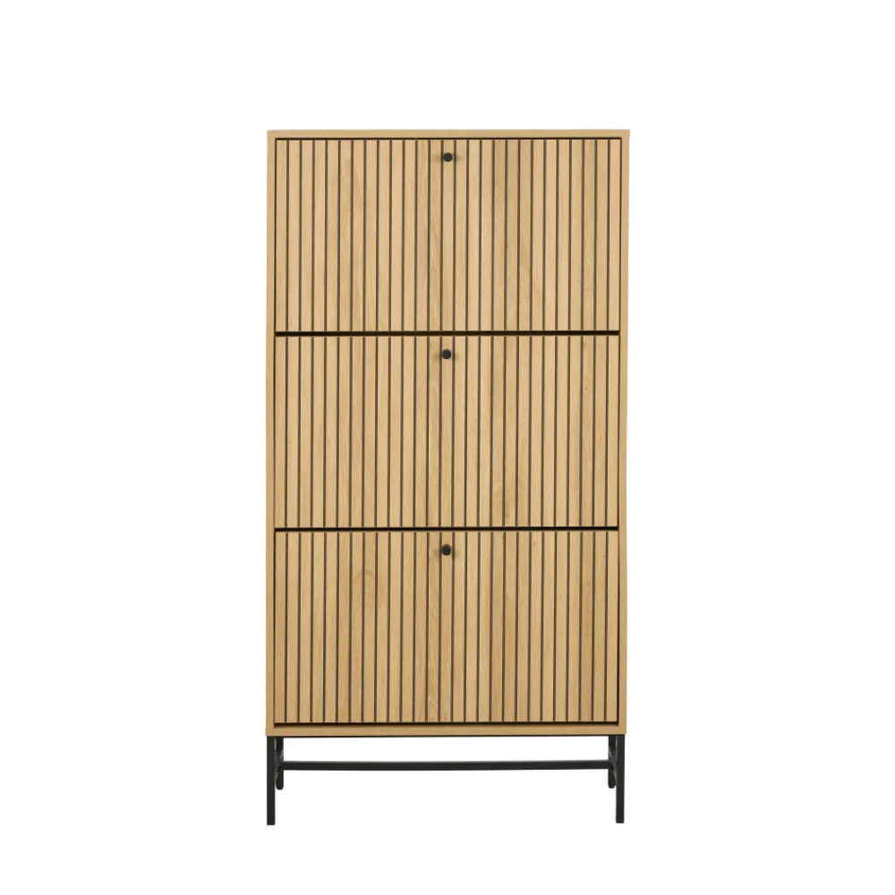 Drawer STORO Meuble à chaussures 3 portes en bois et métal L71,6cm