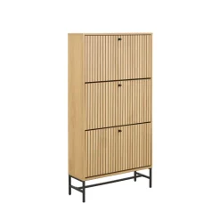 Drawer STORO Meuble à chaussures 3 portes en bois et métal L71,6cm
