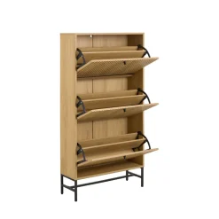 Drawer STORO Meuble à chaussures 3 portes en bois et métal L71,6cm