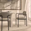 Drawer STUART Lot de 2 fauteuils de table en tissu bouclette et métal