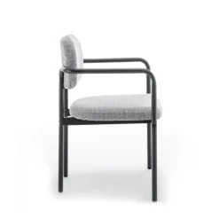 Drawer STUART Lot de 2 fauteuils de table en tissu bouclette et métal