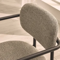 Drawer STUART Lot de 2 fauteuils de table en tissu bouclette et métal