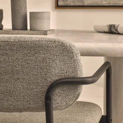 Drawer STUART Lot de 2 fauteuils de table en tissu bouclette et métal