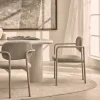 Drawer STUART Lot de 2 fauteuils de table en tissu bouclette pieds beiges