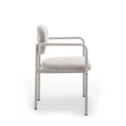 Drawer STUART Lot de 2 fauteuils de table en tissu bouclette pieds beiges