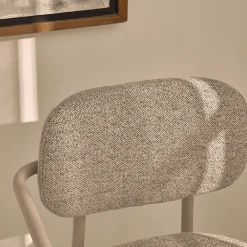 Drawer STUART Lot de 2 fauteuils de table en tissu bouclette pieds beiges