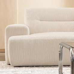Drawer STUNE Canapé droit 4 places en velours côtelé à accoudoirs larges