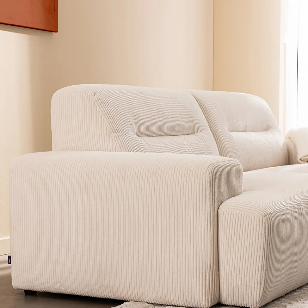 Drawer STUNE Canapé droit 4 places en velours côtelé à accoudoirs larges