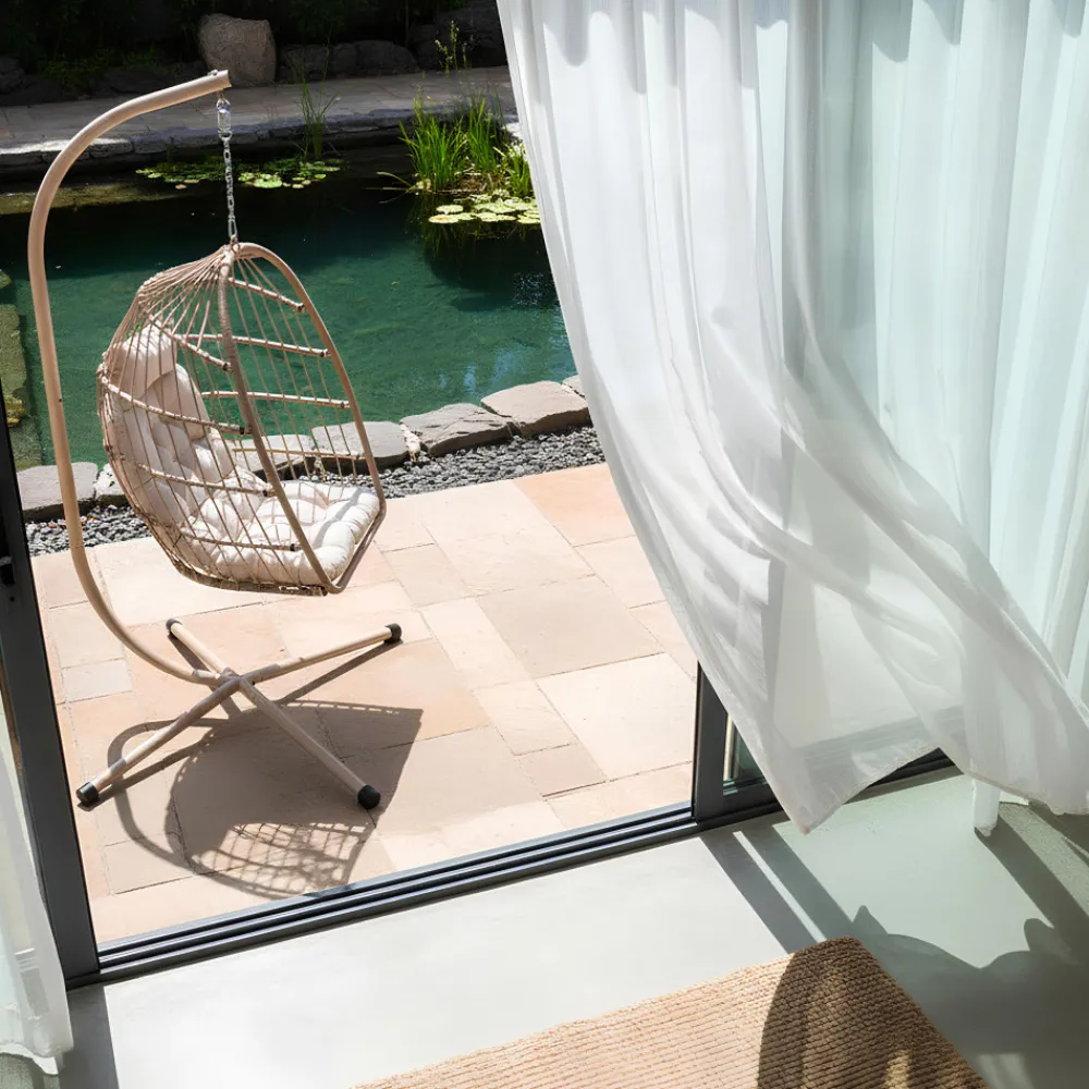 Drawer SULLY Fauteuil œuf suspendu de jardin en corde et acier traité