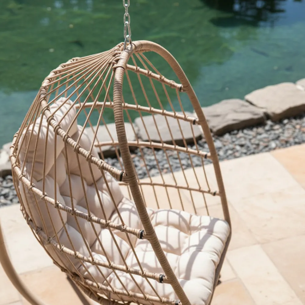 Drawer SULLY Fauteuil œuf suspendu de jardin en corde et acier traité