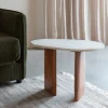 No name TANDA Table d'appoint organique en marbre et bois 37x56cm