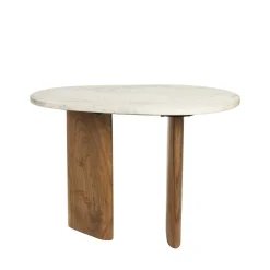 No name TANDA Table d'appoint organique en marbre et bois 37x56cm