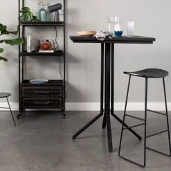 No name TANGLE Tabouret de bar en teck recyclé et métal H62cm
