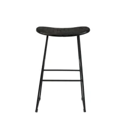 No name TANGLE Tabouret de bar en teck recyclé et métal H62cm