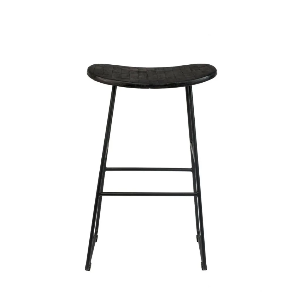No name TANGLE Tabouret de bar en teck recyclé et métal H62cm