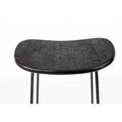 No name TANGLE Tabouret de bar en teck recyclé et métal H62cm