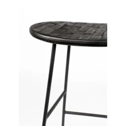 No name TANGLE Tabouret de bar en teck recyclé et métal H62cm
