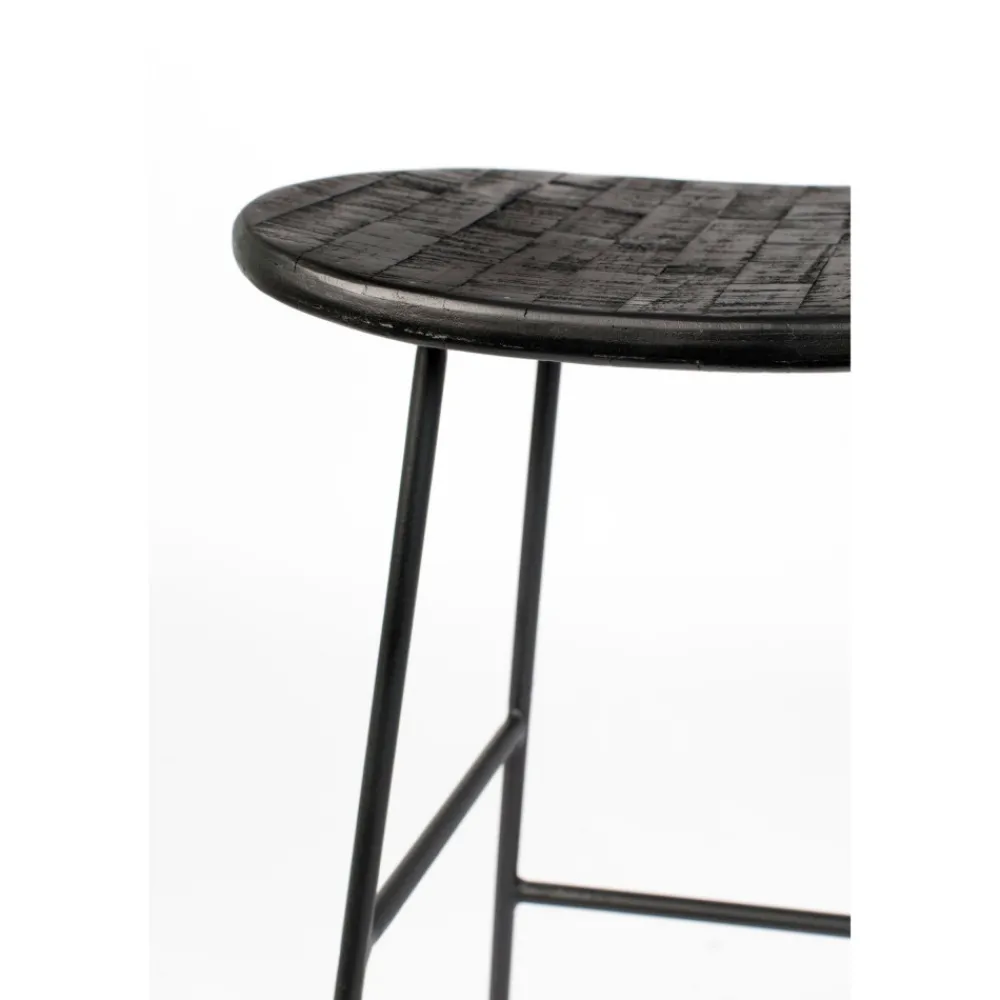 No name TANGLE Tabouret de bar en teck recyclé et métal H62cm