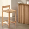 No name TANNO Lot de 2 tabourets de bar intérieur/extérieur en bois H66cm